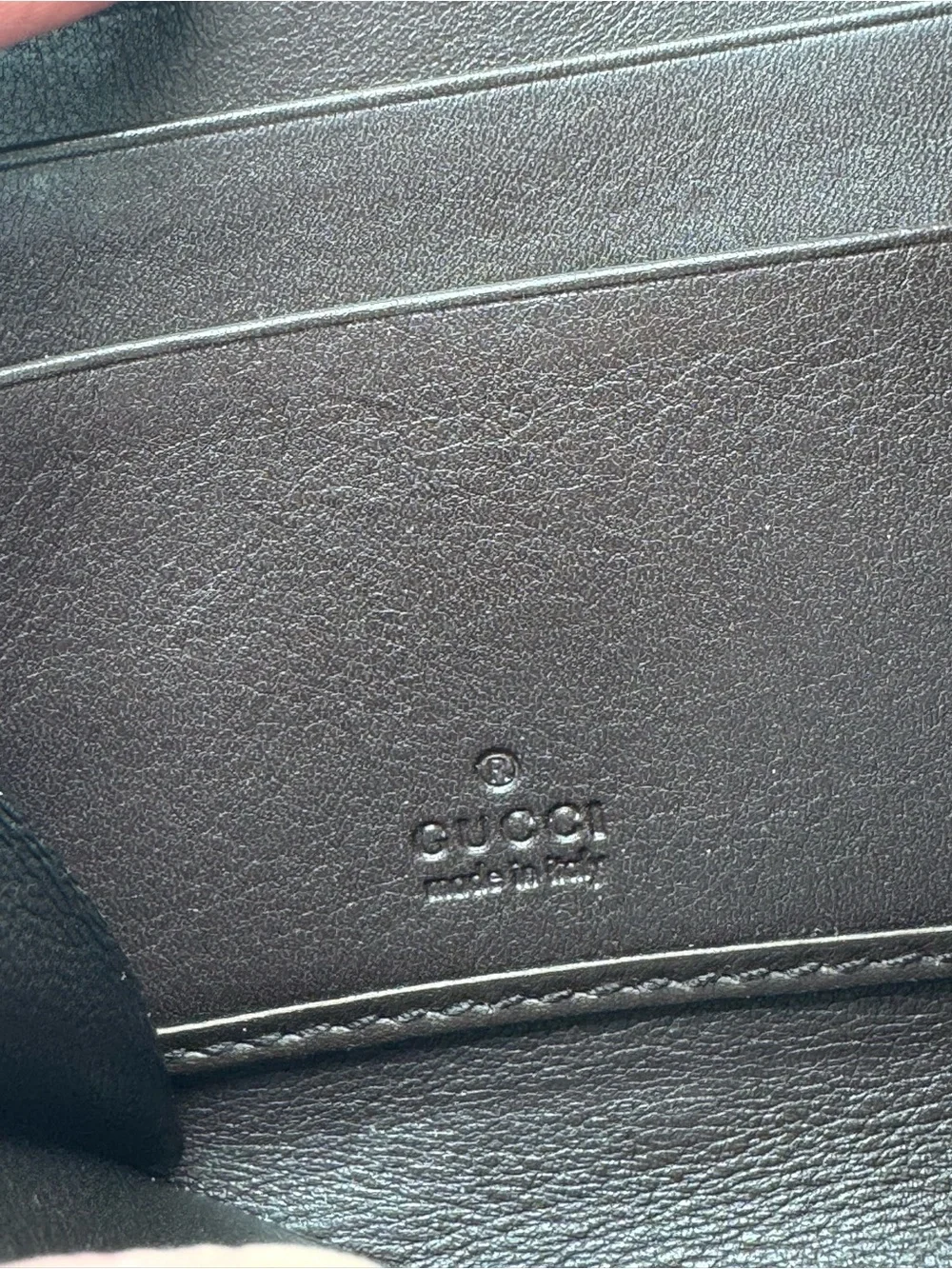GucciSsima Embossed GG Black Leather Zip Wallet with Gold-Tone Charm - Picture 10 of 12